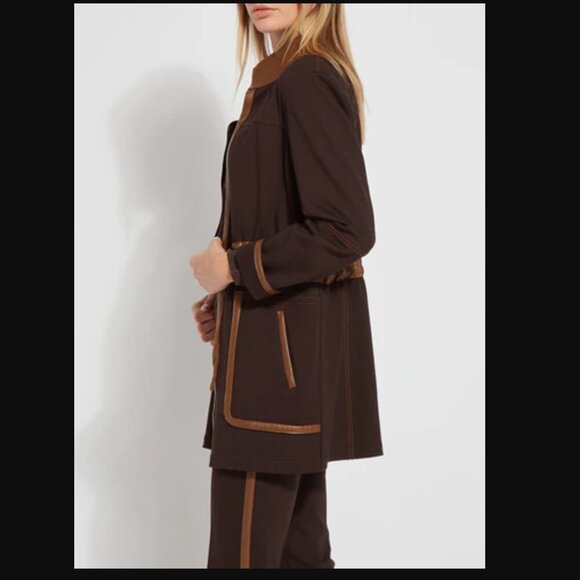 Lysse Margaret Jacket - Brown with Faux Leather Trim - Small - Picture 5 of 16